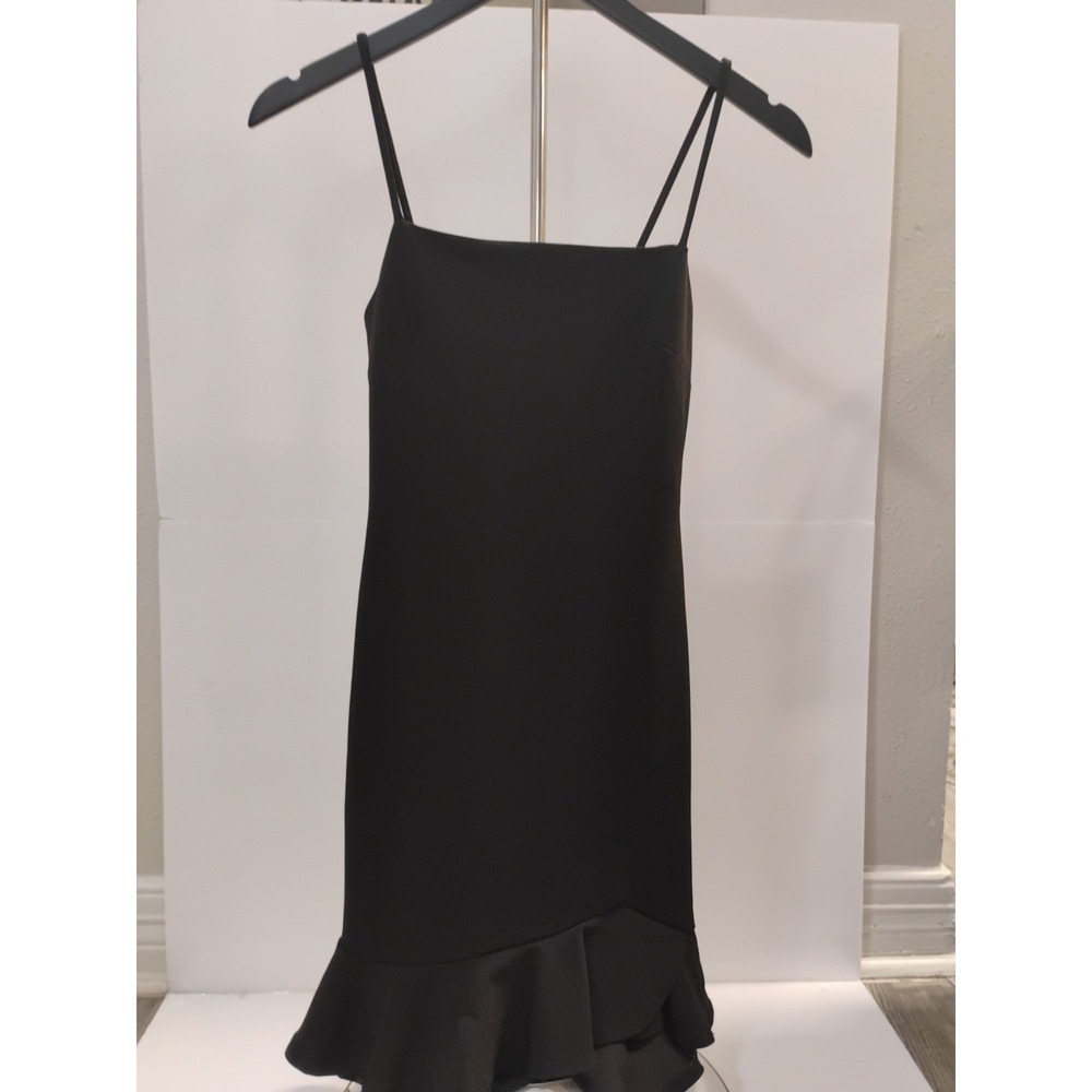 BlueBlush Little Black Dress Sz S Slight Stretch‎ Bodycon Mini Fluted Hem